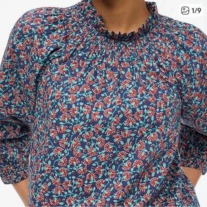 J. Crew Factory Floral Smocked Blouse